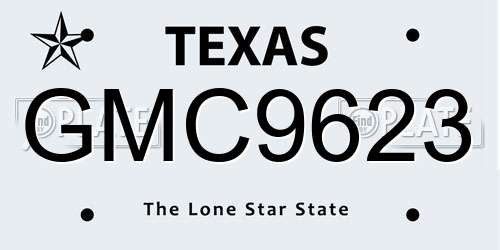 GMC9623 Texas License Plate