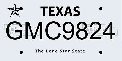 GMC9824 Texas License Plate