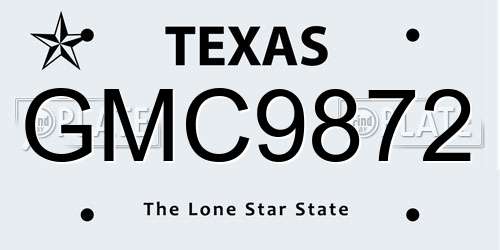 GMC9872 Texas License Plate