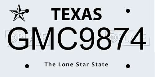 GMC9874 Texas License Plate