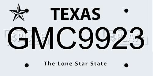 GMC9923 Texas License Plate