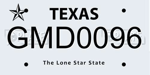 GMD0096 Texas License Plate