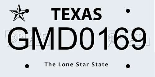 GMD0169 Texas License Plate