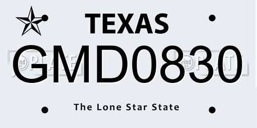 GMD0830 Texas License Plate