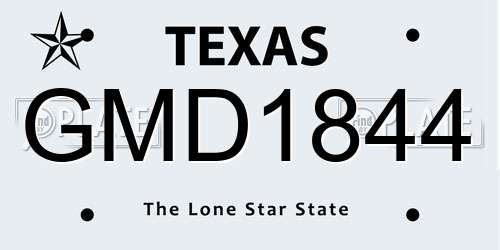 GMD1844 Texas License Plate