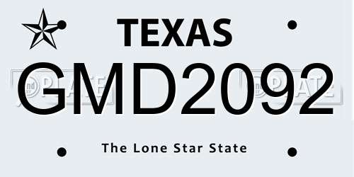 GMD2092 Texas License Plate