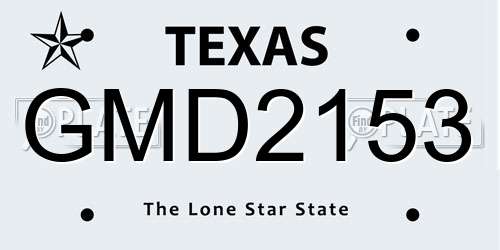 GMD2153 Texas License Plate