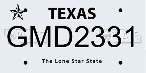 GMD2331 Texas License Plate