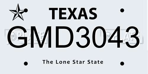 GMD3043 Texas License Plate