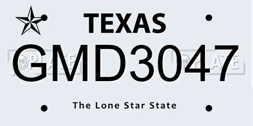 GMD3047 Texas License Plate