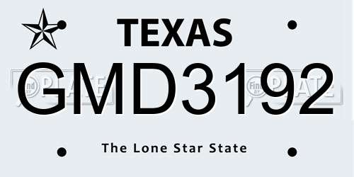GMD3192 Texas License Plate