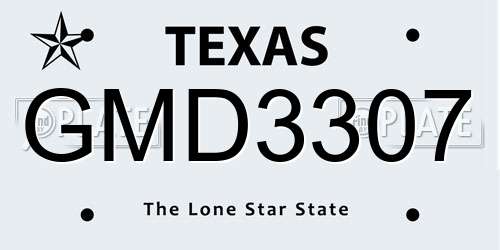 GMD3307 Texas License Plate