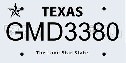 GMD3380 Texas License Plate