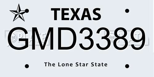 GMD3389 Texas License Plate