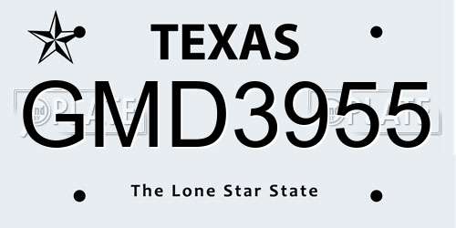 GMD3955 Texas License Plate