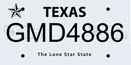GMD4886 Texas License Plate