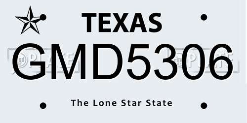 GMD5306 Texas License Plate