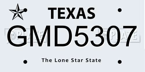 GMD5307 Texas License Plate