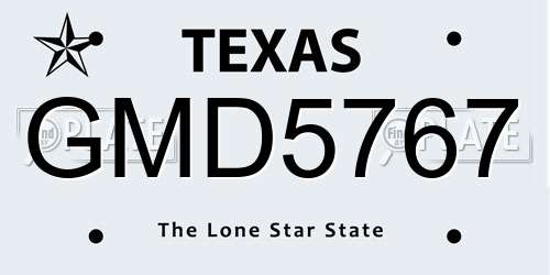 GMD5767 Texas License Plate