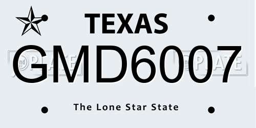 GMD6007 Texas License Plate