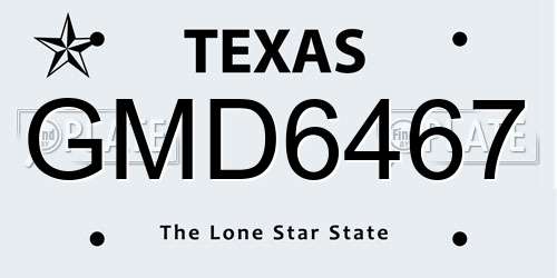 GMD6467 Texas License Plate