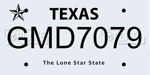 GMD7079 Texas License Plate