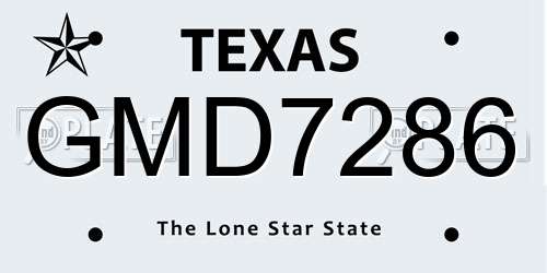 GMD7286 Texas License Plate