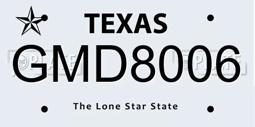 GMD8006 Texas License Plate