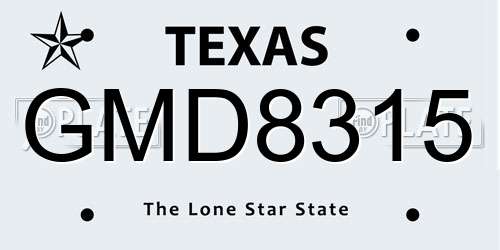 GMD8315 Texas License Plate