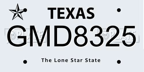 GMD8325 Texas License Plate