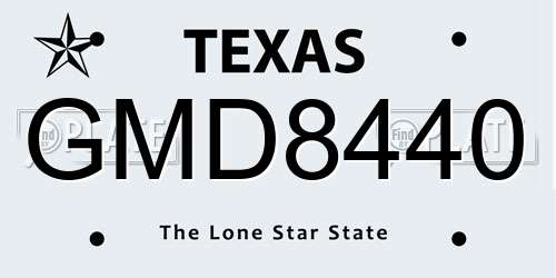 GMD8440 Texas License Plate