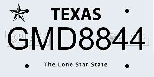 GMD8844 Texas License Plate