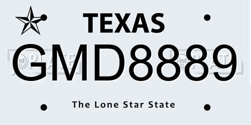 GMD8889 Texas License Plate