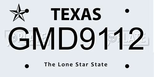 GMD9112 Texas License Plate