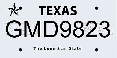 GMD9823 Texas License Plate
