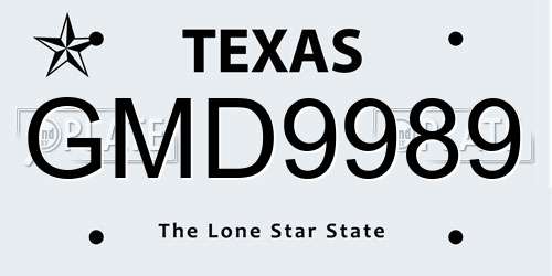 GMD9989 Texas License Plate