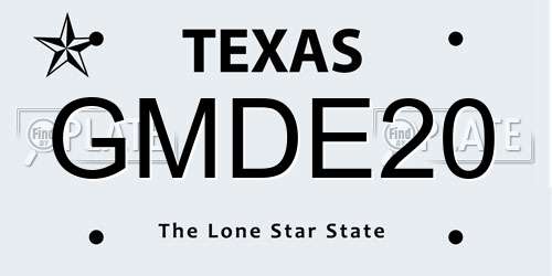 GMDE20 Texas License Plate