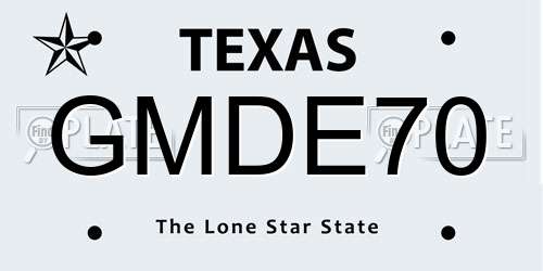 GMDE70 Texas License Plate