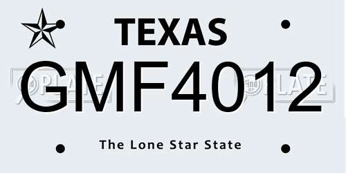 GMF4012 Texas License Plate