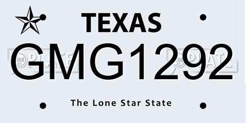 GMG1292 Texas License Plate