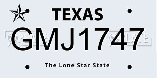 GMJ1747 Texas License Plate