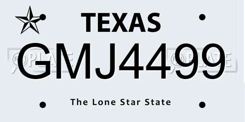 GMJ4499 Texas License Plate