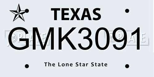 GMK3091 Texas License Plate