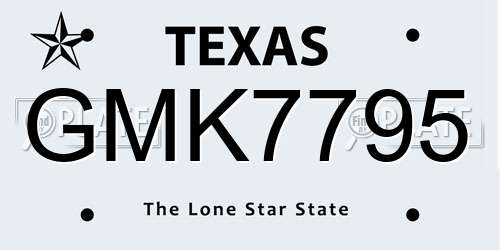 GMK7795 Texas License Plate