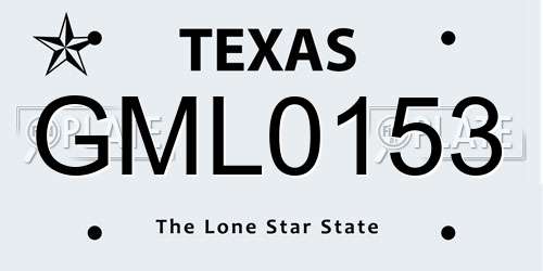 GML0153 Texas License Plate