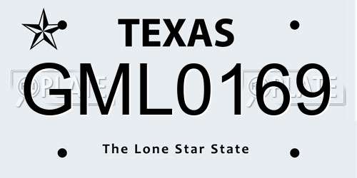 GML0169 Texas License Plate