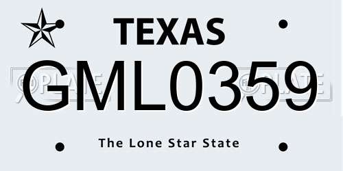 GML0359 Texas License Plate