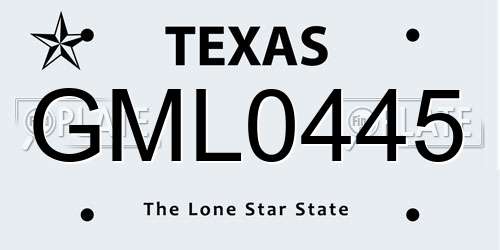 GML0445 Texas License Plate