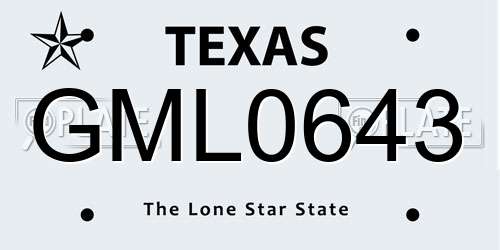 GML0643 Texas License Plate