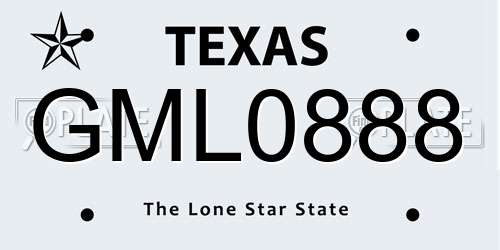 GML0888 Texas License Plate